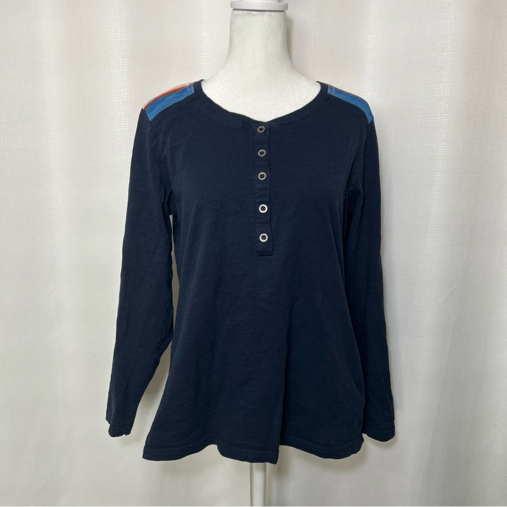 Ariat Real Women’s Large Long Sleeve Henley Shirt Blue Southwestern Aztec